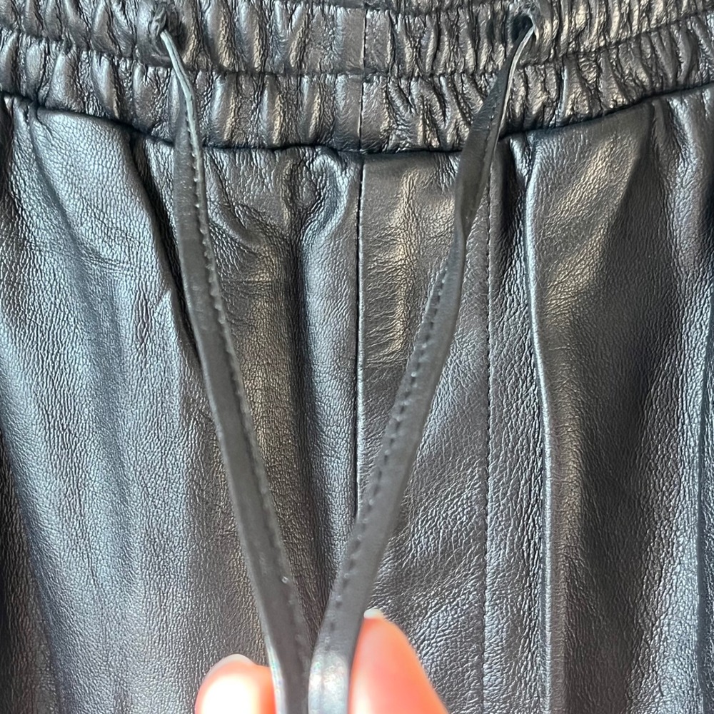 Antonio Melani Genuine Leather Jogger Pants Black Drawstring Waist Womens 12 - Picture 3 of 8